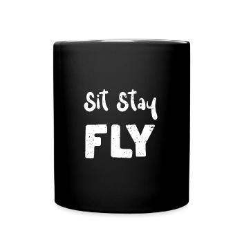 Sit Stay Fly - Dogs - Tasse einfarbig - Schwarz - Vorne