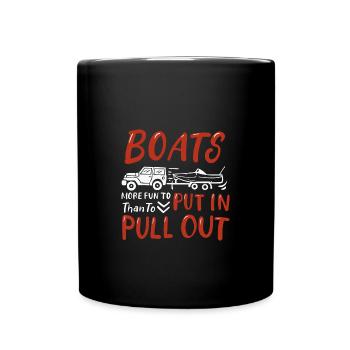 Boot fahren Kapitän Schiff lustiger Spruch - Tasse einfarbig - Schwarz - Vorne