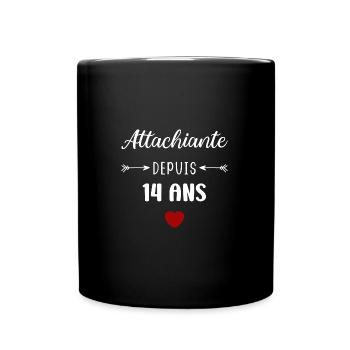 Attachiante depuis 14 ans - Mug uni - noir - Devant