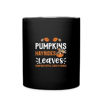 Pumpkins Hayrides Leaves Bonfire... - Tasse einfarbig - Schwarz - Vorne
