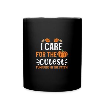 I Care For The Cutest Pumpkins I... - Tasse einfarbig - Schwarz - Vorne