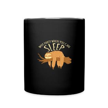 Pourquoi faire la fête quand on peut dormir Paresseux - Mug uni - noir - Devant