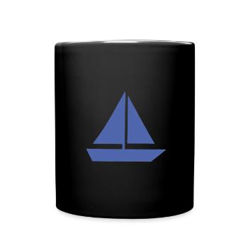 Minimalistisches Segeln Jolle Silhouette Kapitän - Tasse einfarbig - Schwarz - Vorne