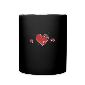 herz symbol rot pfeil narben - Tasse einfarbig - Schwarz - Vorne