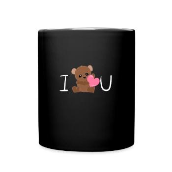 I love you bear heart Valentine's Day - Full Colour Mug - black - Front