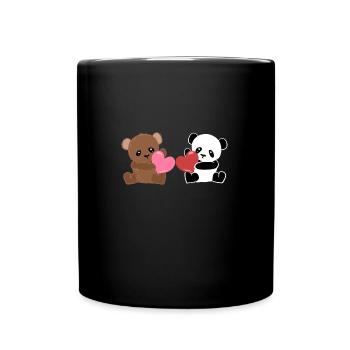 Panda Bears AnimalLove Hearts Sweet Friends - Full Colour Mug - black - Front