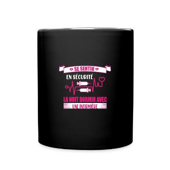 Se sentir en sécurité la nuit dormir avec une infi - Mug uni - noir - Devant
