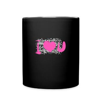 herz muster punkte ich liebe dich - Tasse einfarbig - Schwarz - Vorne