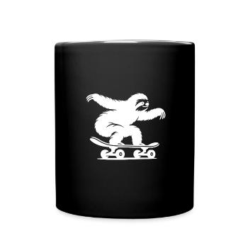 Faultier Skateboard Skater Silhouette Minimalistis - Tasse einfarbig - Schwarz - Vorne