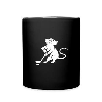 Maus Ratte Eishockey Silhouette Minimalistisch - Tasse einfarbig - Schwarz - Vorne