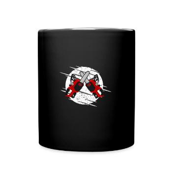 Säge Motorsäge Kettensäge - Tasse einfarbig - Schwarz - Vorne