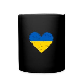 Ukraine Herz Flagge - Tasse einfarbig - Schwarz - Vorne