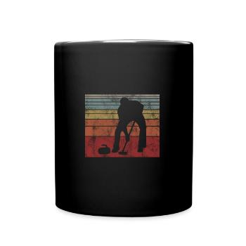 Eis Curling Curler Eisstockschießen Retro Geschenk - Tasse einfarbig - Schwarz - Vorne