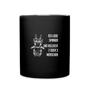 Ich liebe Spinnen und nur wenige Menschen - Tasse einfarbig - Schwarz - Vorne