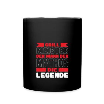 Grill und BBQ Spruch Grillmeister Mythos Legende - Tasse einfarbig - Schwarz - Vorne