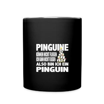 Pinguin Spruch Jungen Mädchen Kinder Antarktis - Tasse einfarbig - Schwarz - Vorne