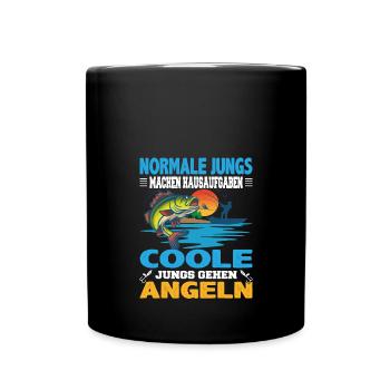 Normale Jungs machen Hausaufgaben coole Jungs - Tasse einfarbig - Schwarz - Vorne