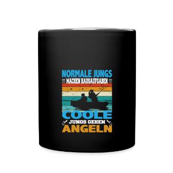 Normale Jungs machen Hausaufgaben coole Jungs - Tasse einfarbig - Schwarz - Vorne