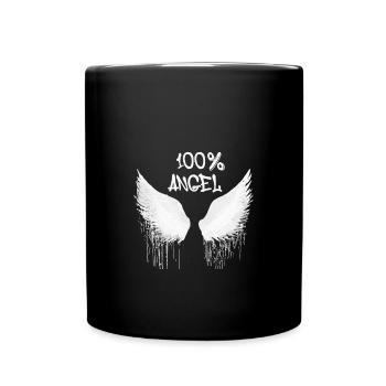 100% ange, ailes d’ange, ailes d’ange, ailes, graffiti - Mug uni - noir - Devant