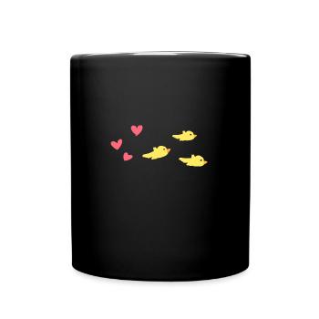 Cœur animaux oiseaux volent - Mug uni - noir - Devant