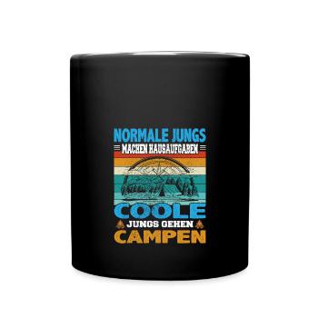 Camping Spruch Normale Jungs Hausaufgaben coole - Tasse einfarbig - Schwarz - Vorne
