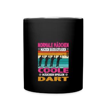 Normal Mädchen Hausaufgaben coole Dart Darten - Tasse einfarbig - Schwarz - Vorne