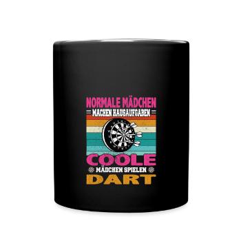 Normal Mädchen Hausaufgaben coole Dart Darten - Tasse einfarbig - Schwarz - Vorne
