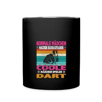 Normal Mädchen Hausaufgaben coole Dart Darten - Tasse einfarbig - Schwarz - Vorne
