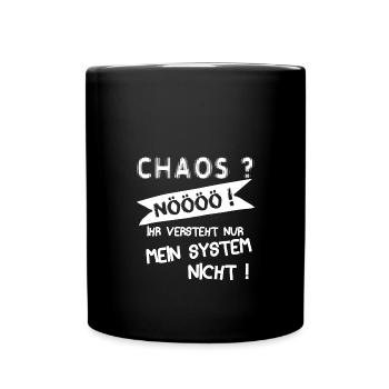 Lustiger ADS | ADHS | ADHD Spruch für Chaoten - Tasse einfarbig - Schwarz - Vorne