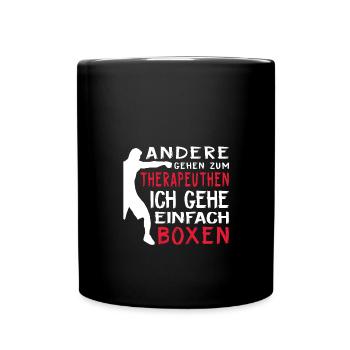 Lustiger Boxer Therapeut Boxer Sport Spruch - Tasse einfarbig - Schwarz - Vorne
