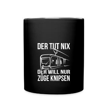Trainspotter Zug Fotografie Lustiger Spruch - Tasse einfarbig - Schwarz - Vorne
