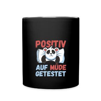 Positiv auf Müde getestet Pandas Fun - Tasse einfarbig - Schwarz - Vorne