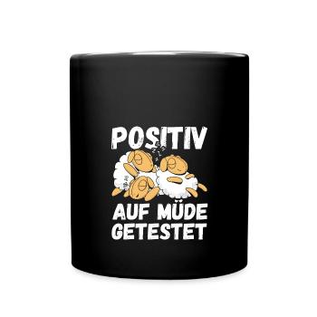 Positiv auf Müde getestet Schafe Fun - Tasse einfarbig - Schwarz - Vorne