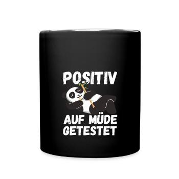 Positiv auf Müde getestet Pandas Fun - Tasse einfarbig - Schwarz - Vorne