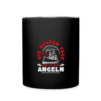 Die besten Tage sind die beim Angeln für Angler - Tasse einfarbig - Schwarz - Vorne