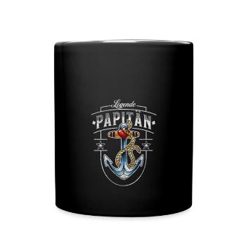 Lustige Papitän Vatertag Papa Vater Motive - Tasse einfarbig - Schwarz - Vorne