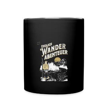 Endlich Wander Abenteuer Vintage Look - Tasse einfarbig - Schwarz - Vorne