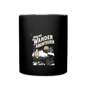 Endlich Wander Abenteuer Retro Look - Tasse einfarbig - Schwarz - Vorne