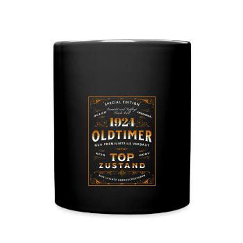 Oldtimer 99. Geburtstag Frau Mann 1924 Lustig - Tasse einfarbig - Schwarz - Vorne