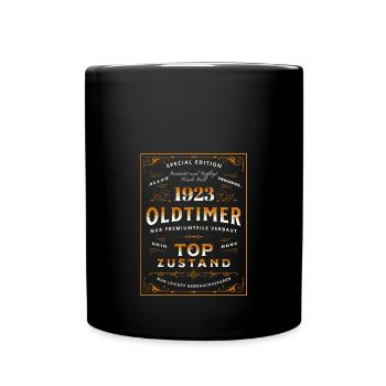 Oldtimer 100. Geburtstag Frau Mann 1923 Lustig - Tasse einfarbig - Schwarz - Vorne