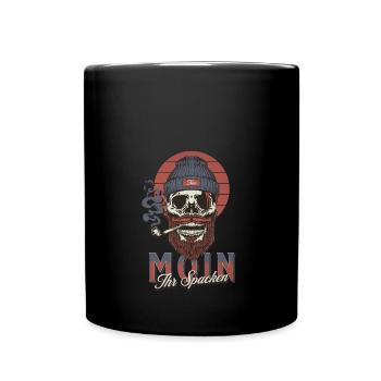 Moin Ihr Spacken ! Totenkopf Norden Skull lustiger - Tasse einfarbig - Schwarz - Vorne