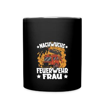 Kinder Mädchen Feuerwehr Nachwuchs Feuerwehrfrau - Tasse einfarbig - Schwarz - Vorne