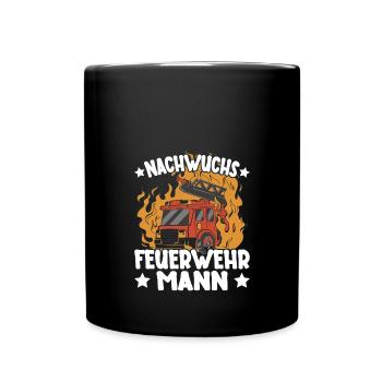 Kinder Junge Feuerwehr Nachwuchs Feuerwehrmann - Tasse einfarbig - Schwarz - Vorne