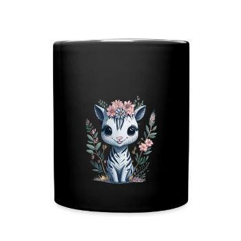 Cute Little Baby Happy Watercolor Zebra with - Tasse einfarbig - Schwarz - Vorne