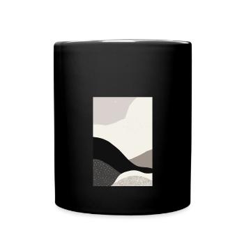 Abstract Modern Black and Grey Waves - Full Colour Mug - black - Front
