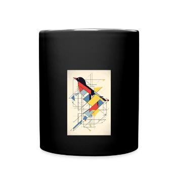 Vogel Minimalistisch Polygonal Multicolor - Tasse einfarbig - Schwarz - Vorne