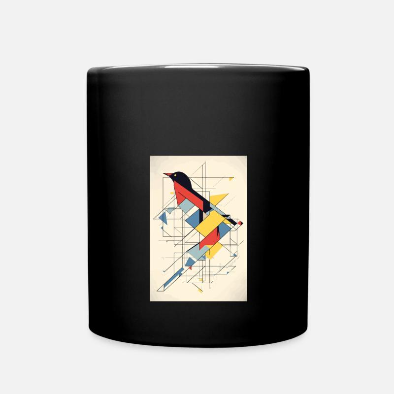 Vogel Minimalistisch Polygonal Multicolor - Tasse einfarbig - Schwarz