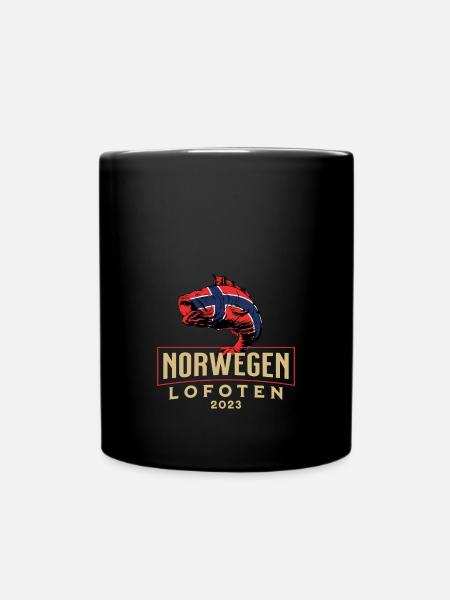 Angelurlaub Angeltour in Norwegen Lofoten - Tasse einfarbig - Schwarz