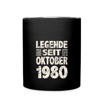 Oktober 1980 Legende seit 43 Jahren Mann Frau - Tasse einfarbig - Schwarz - Vorne