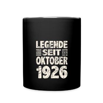Oktober 1926 Legende seit 97 Jahren Mann Frau - Tasse einfarbig - Schwarz - Vorne